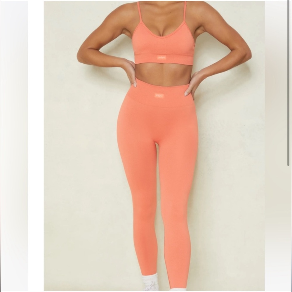 Seamless Coral Bralette and Leggings Set